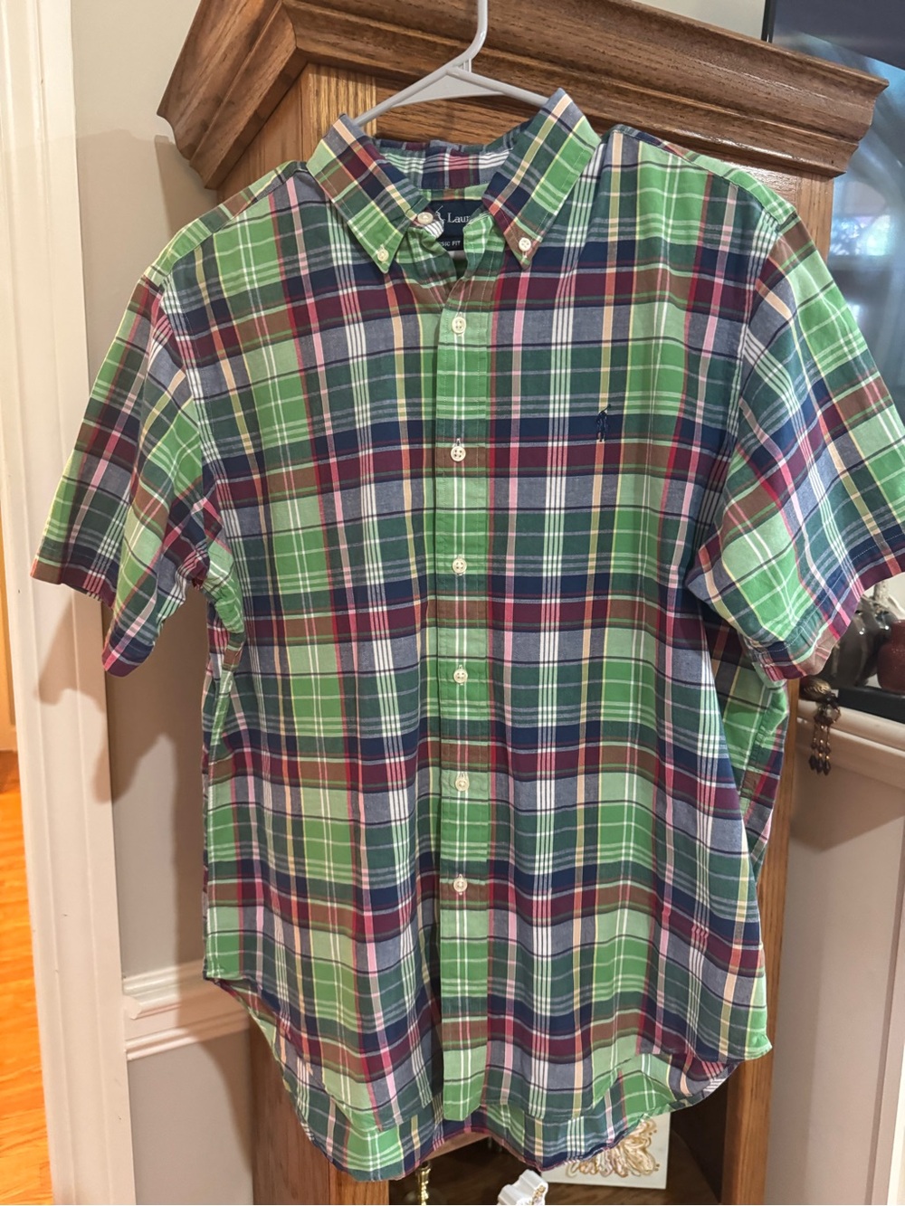 Polo by Ralph Lauren Green Navy Red Plaid Short-Sleeve Button-Down Shirt